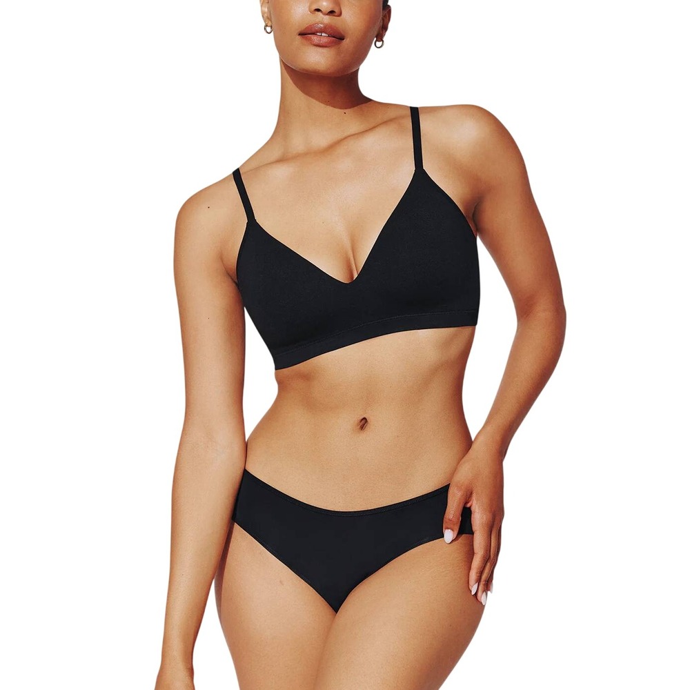 ThirdLove Form 360 Fit Wireless Bra Women MD Black Seamless Comfort Lounge